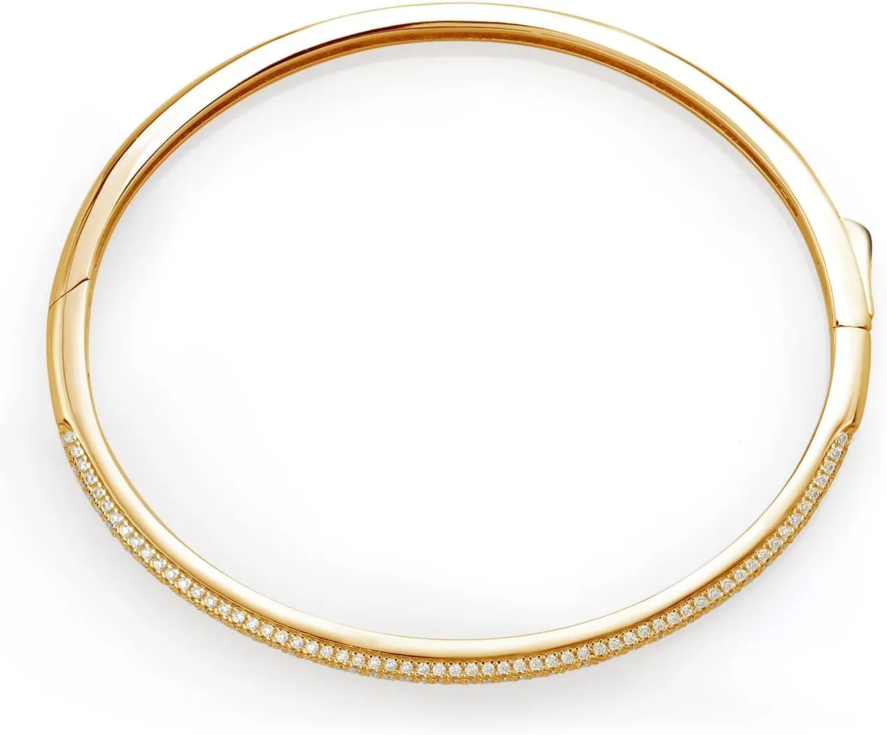 Gem Stone King White Moissanite 7 Inch Round Bangle Bracelet For Women | 1.30 Cttw | With Secure Locking | Fine Jewelry Gifts for Her Mom Women Wife