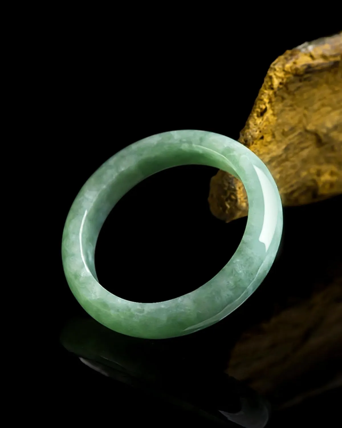 Generic Jade Authentic Jadeite Good Luck Wealth Gold layerde Healing Ring Real Nature Crystal Genuine for Women Jewelry Gifts, Green
