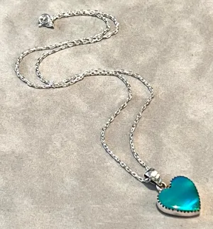 Genuine Aurora Opal Heart Pendant Necklace