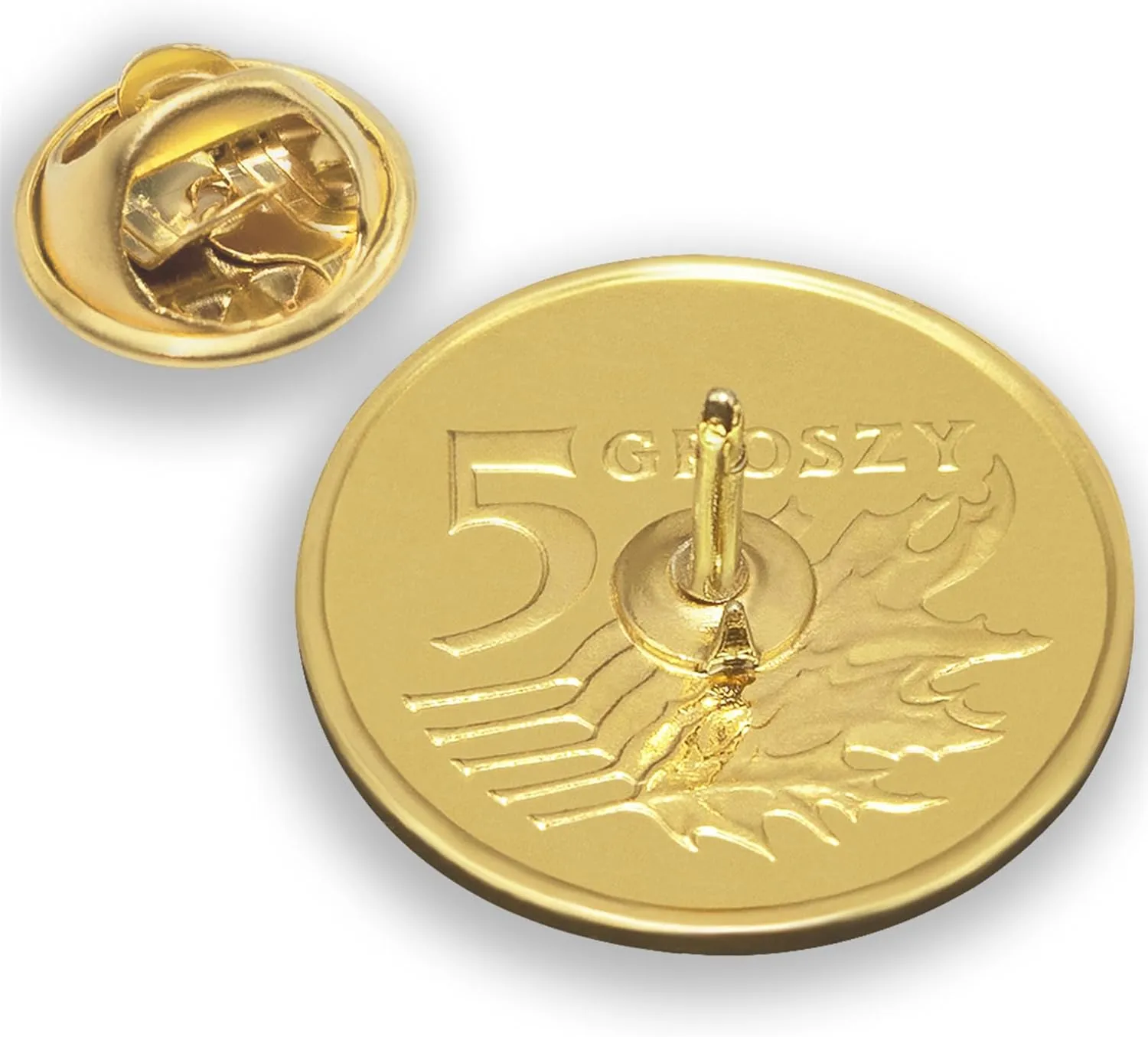 Genuine Coin Pin Brooch Badge | Vintage Collectible Jewelry | 18K Gold Plated | Many Countries | Formal Dress Classic Suit Accessory