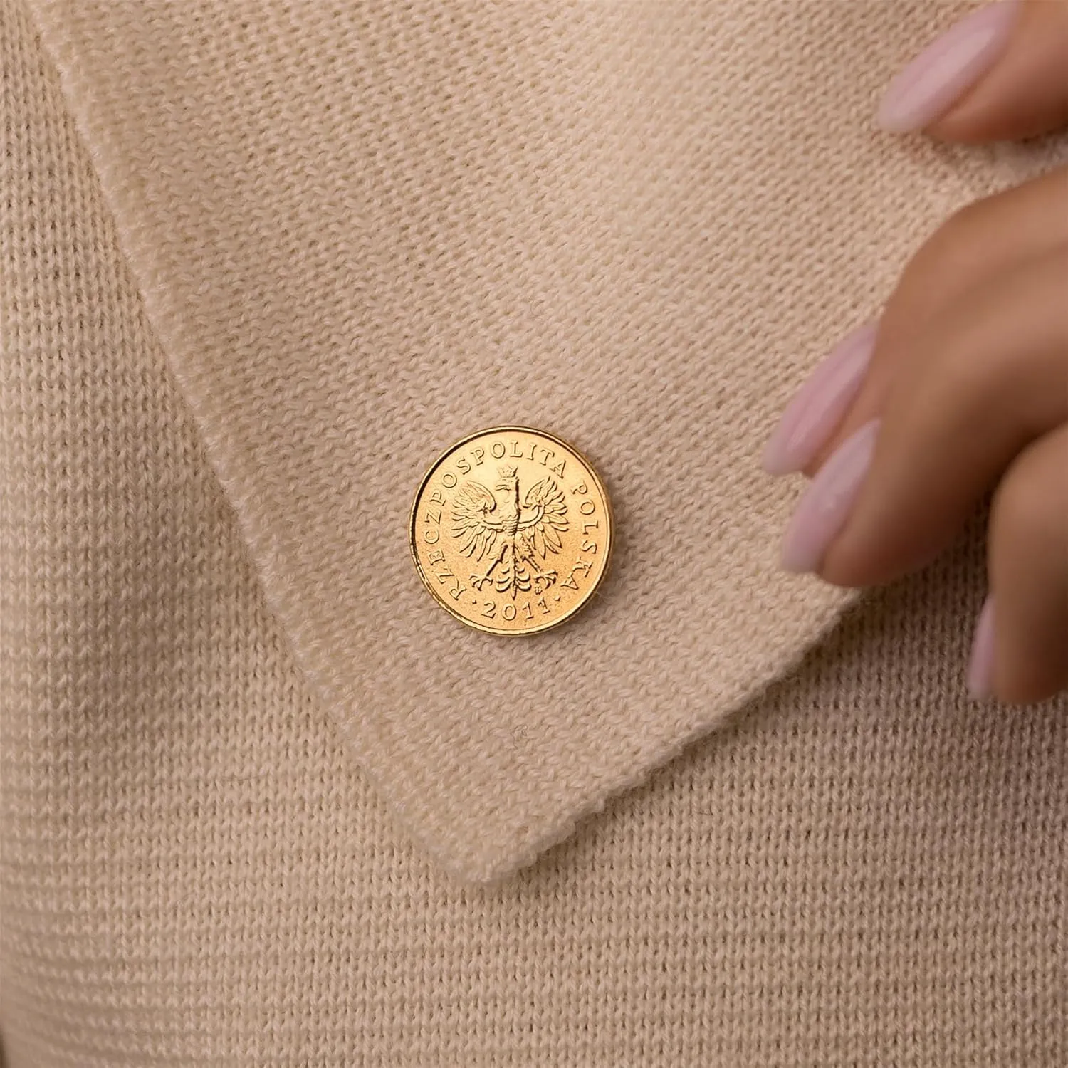Genuine Coin Pin Brooch Badge | Vintage Collectible Jewelry | 18K Gold Plated | Many Countries | Formal Dress Classic Suit Accessory