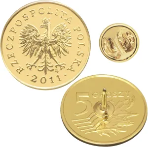 Genuine Coin Pin Brooch Badge | Vintage Collectible Jewelry | 18K Gold Plated | Many Countries | Formal Dress Classic Suit Accessory