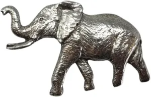 George Harris Elephant Pewter Lapel Pin Brooch - Hand Crafted (1 1/2 Inches) USA Made