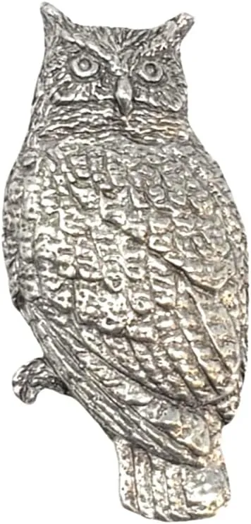 George Harris Owl Pewter Lapel Pin Brooch - USA Made - Hand Crafted