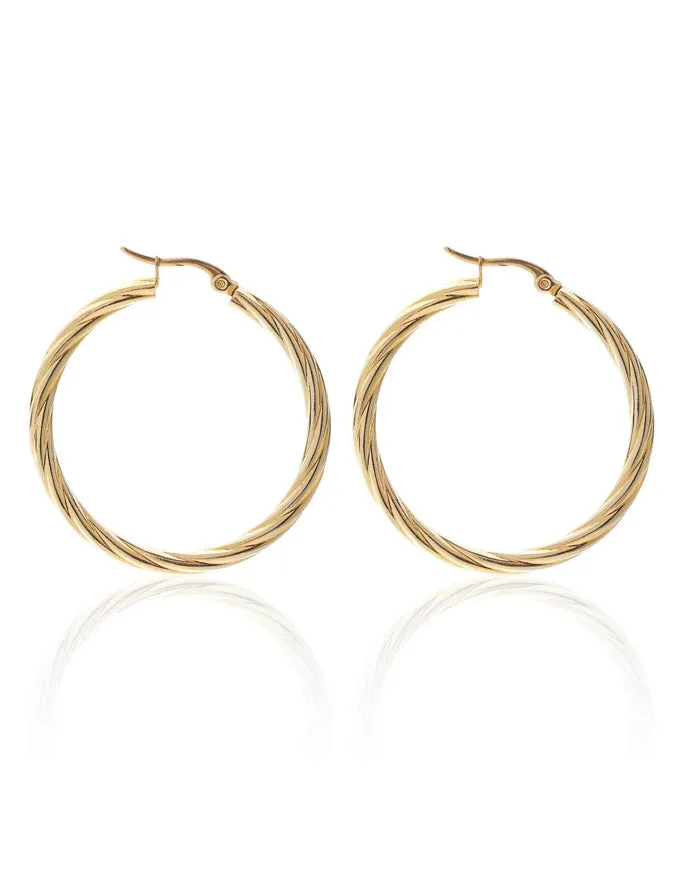 Get Twisted Hoop Earrings Gold