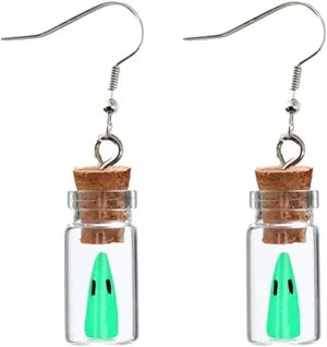 Ghost in A Bottle Dangle Earrings Glow in the Dark Cute Ghost Earrings DIY Adopt A Ghost Novelty Jewelry for Women Men