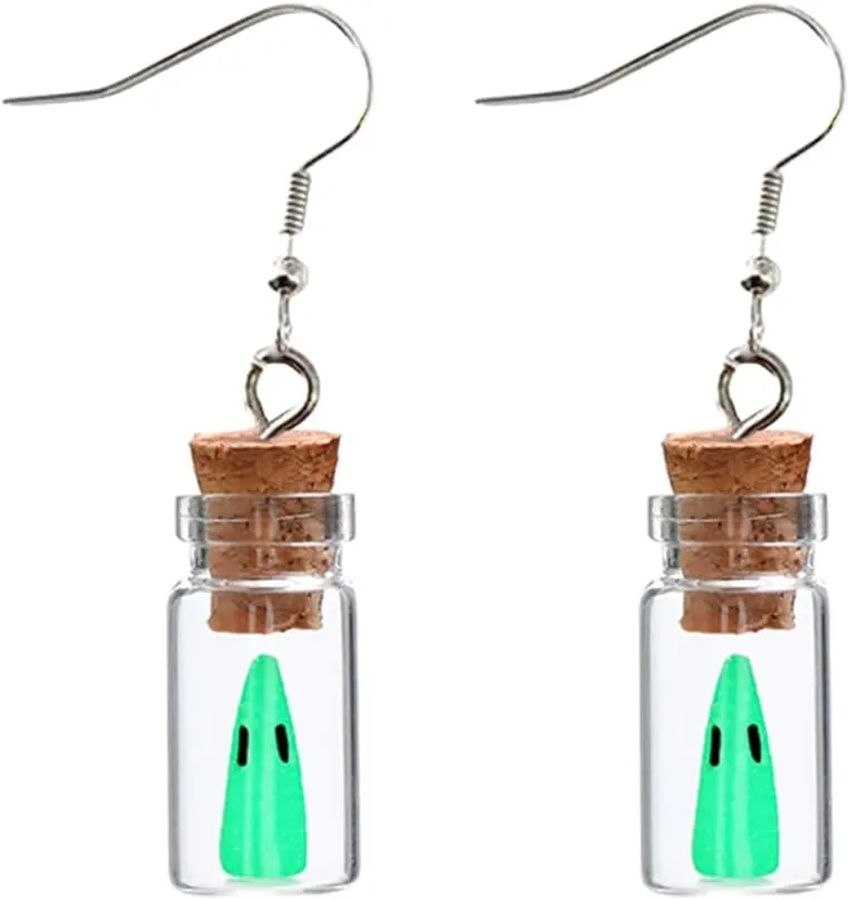 Ghost in A Bottle Dangle Earrings Glow in the Dark Cute Ghost Earrings DIY Adopt A Ghost Novelty Jewelry for Women Men