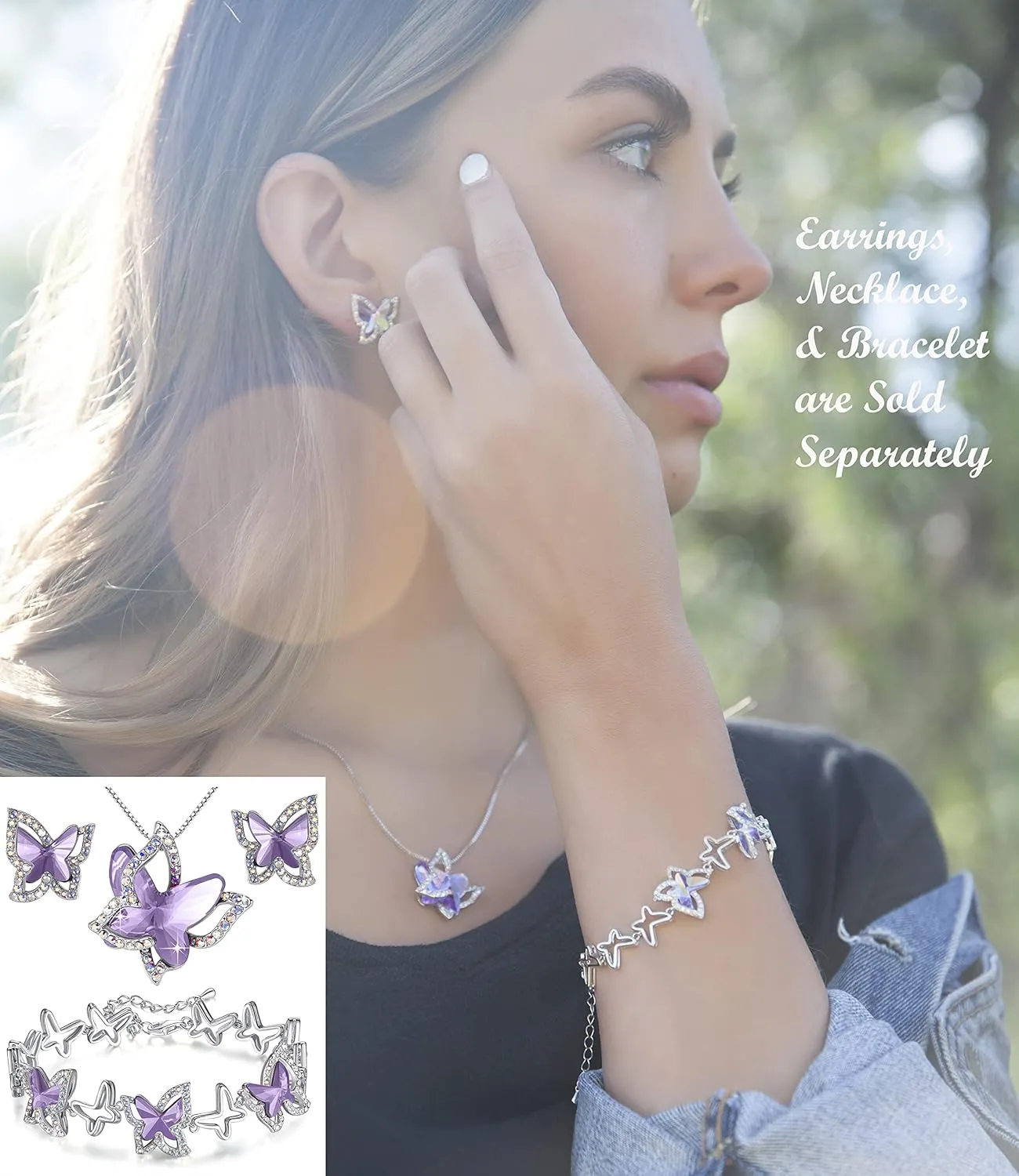 Gift Butterfly Birthstone Crystal Necklace, Silver Tone with 18 2 Chain, Necklace for Mothers Day Anniversary Birthday Gifts for Women and Daughter
