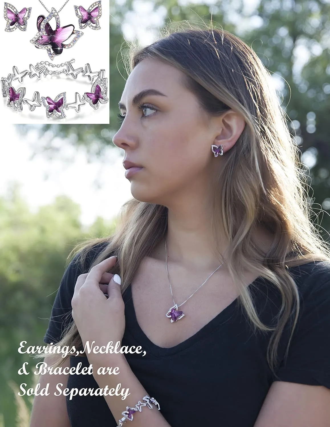 Gift Butterfly Birthstone Crystal Necklace, Silver Tone with 18 2 Chain, Necklace for Mothers Day Anniversary Birthday Gifts for Women and Daughter