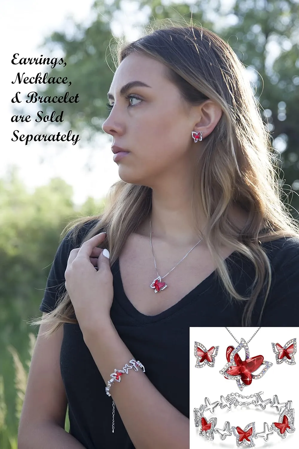 Gift Butterfly Birthstone Crystal Necklace, Silver Tone with 18 2 Chain, Necklace for Mothers Day Anniversary Birthday Gifts for Women and Daughter
