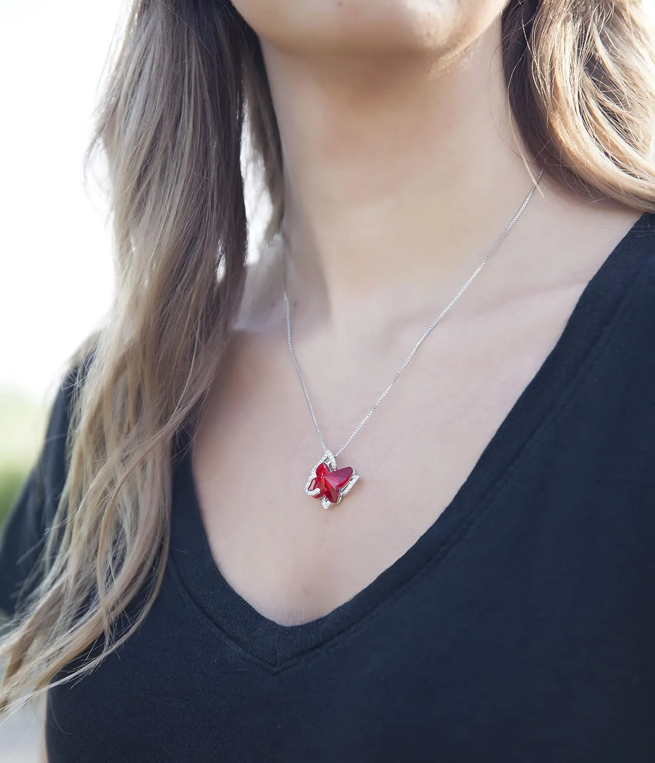 Gift Butterfly Birthstone Crystal Necklace, Silver Tone with 18 2 Chain, Necklace for Mothers Day Anniversary Birthday Gifts for Women and Daughter