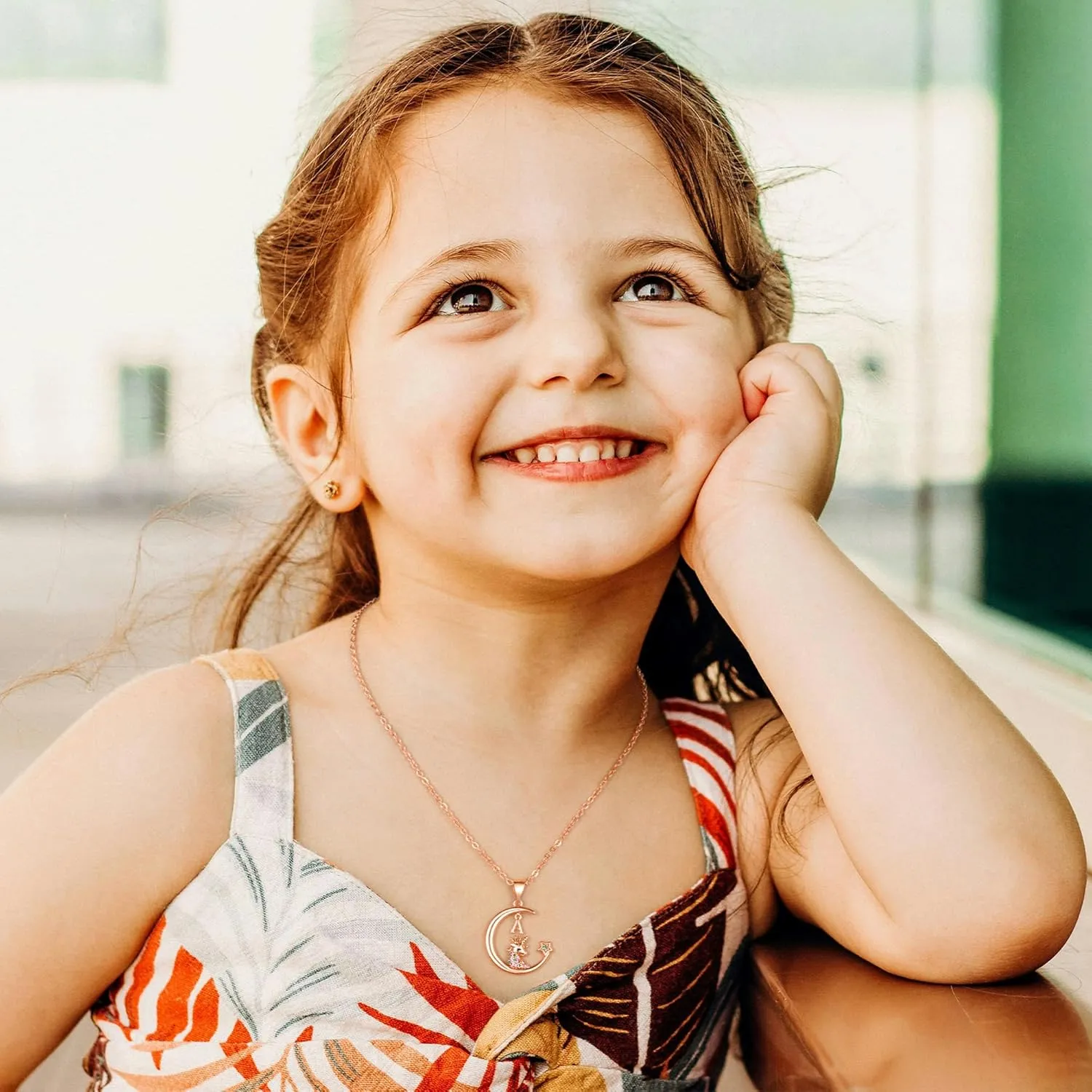 Gifts for Girls - Unicorn Necklace, 14K Gold/Rose Gold/White Gold Plated Initial Unicorn Necklace CZ Moon and Star Necklace Unicorn Jewelry Birthday Gifts Unicorn Gifts for Girls