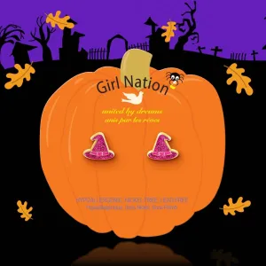 Girl Nation Halloween Glitter Witch Hat Stud Earrings
