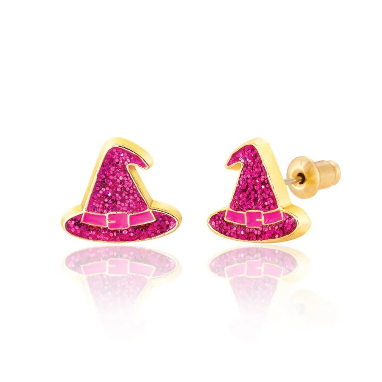 Girl Nation Halloween Glitter Witch Hat Stud Earrings