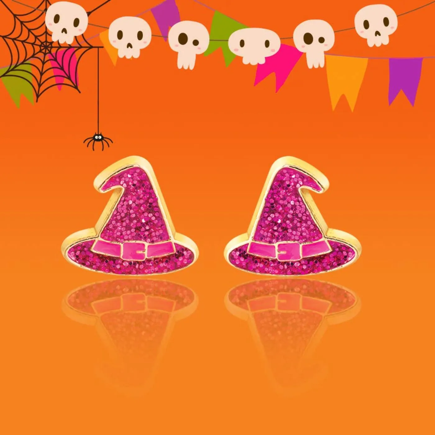 Girl Nation Halloween Glitter Witch Hat Stud Earrings