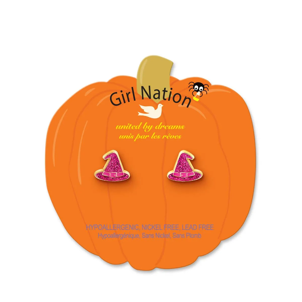 Girl Nation Halloween Glitter Witch Hat Stud Earrings