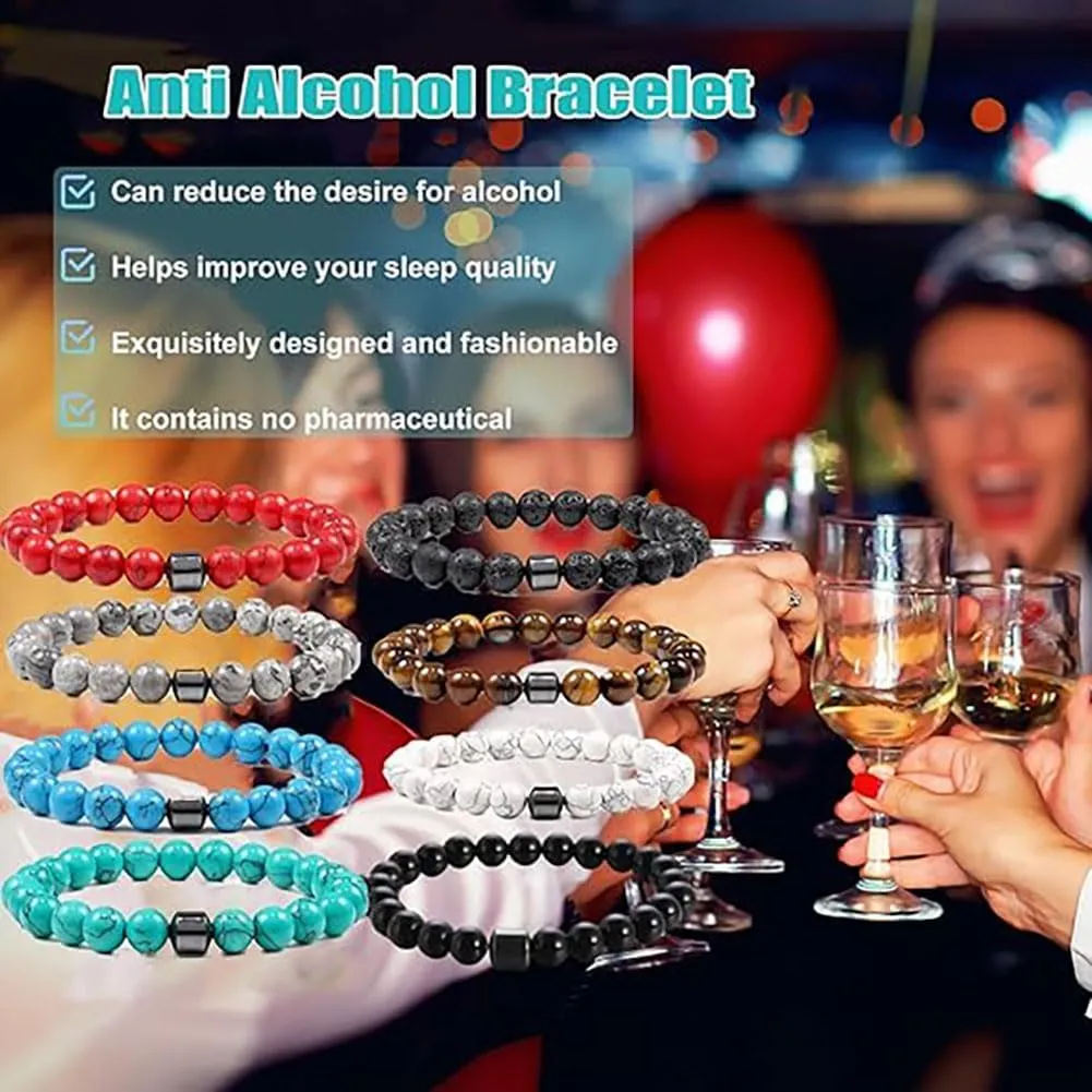 Glame Anti Alcohol Bracelet, Adjustable GM Magnetic Bead, Magnetic Bead Bracelet to Reduce the Urge to Drink, Relieve Anxiety and Stress, Bracelets for Women & Men