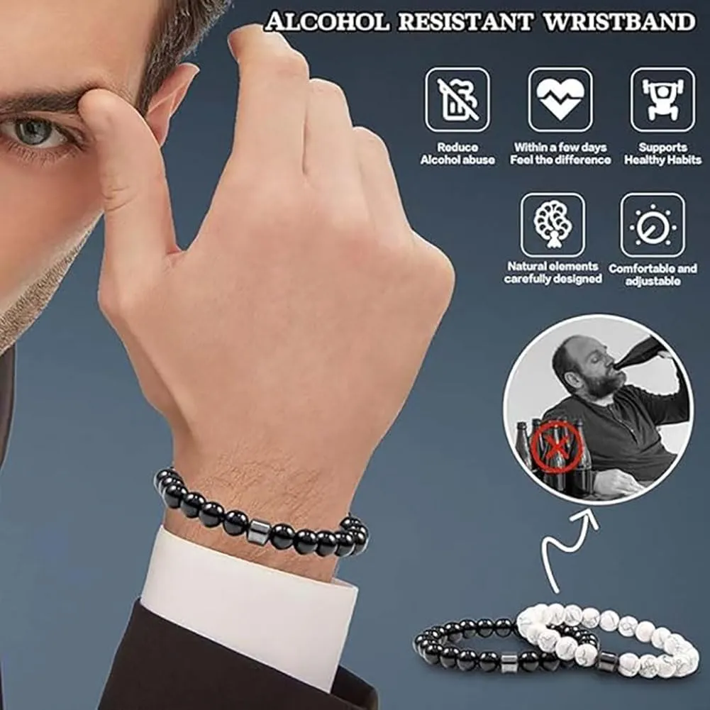 Glame Anti Alcohol Bracelet, Adjustable GM Magnetic Bead, Magnetic Bead Bracelet to Reduce the Urge to Drink, Relieve Anxiety and Stress, Bracelets for Women & Men