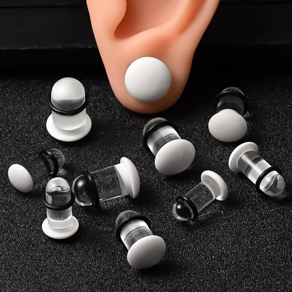 Glass Ear Gauges Stretching Kit 3 Pairs/6Pcs 16G-12G Ear Expander Plugs Short Taper Expander Solid Tunnels Body Piercing Jewelry Set