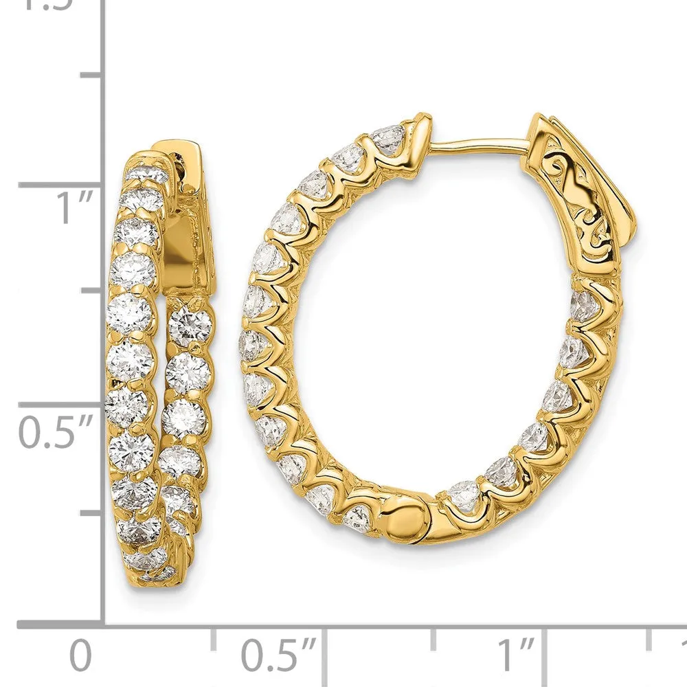 Gold 2.1ct 36-2.5mm In/Out Oval Hoop with Safety Clasp Diamond Earrings - Model XE3263AA