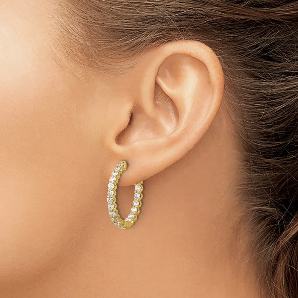 Gold 2.1ct 36-2.5mm In/Out Oval Hoop with Safety Clasp Diamond Earrings - Model XE3263AA