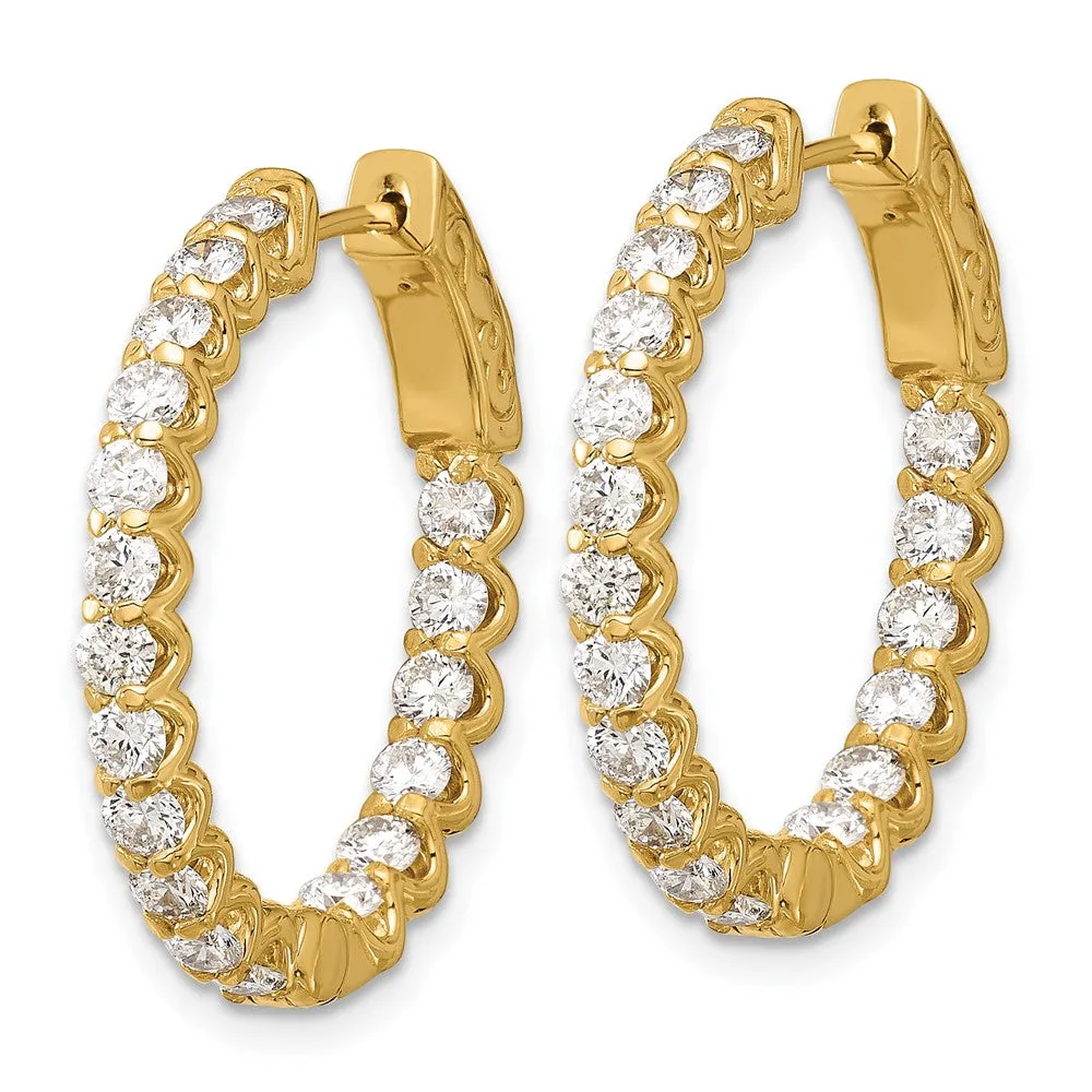 Gold 2.1ct 36-2.5mm In/Out Oval Hoop with Safety Clasp Diamond Earrings - Model XE3263AA