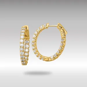 Gold 2.1ct 36-2.5mm In/Out Oval Hoop with Safety Clasp Diamond Earrings - Model XE3263AA
