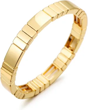 Gold Bracelet for Women 18K Gold Plated Square Bracelet Stretch Elastic Bracelet Fashion Bracelet Jewelry