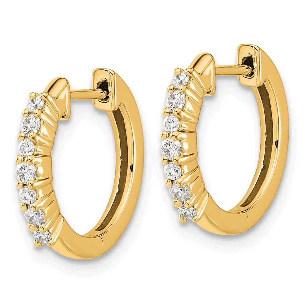Gold Diamond Hinged Hoop Earrings - Model EM4258-025-YA
