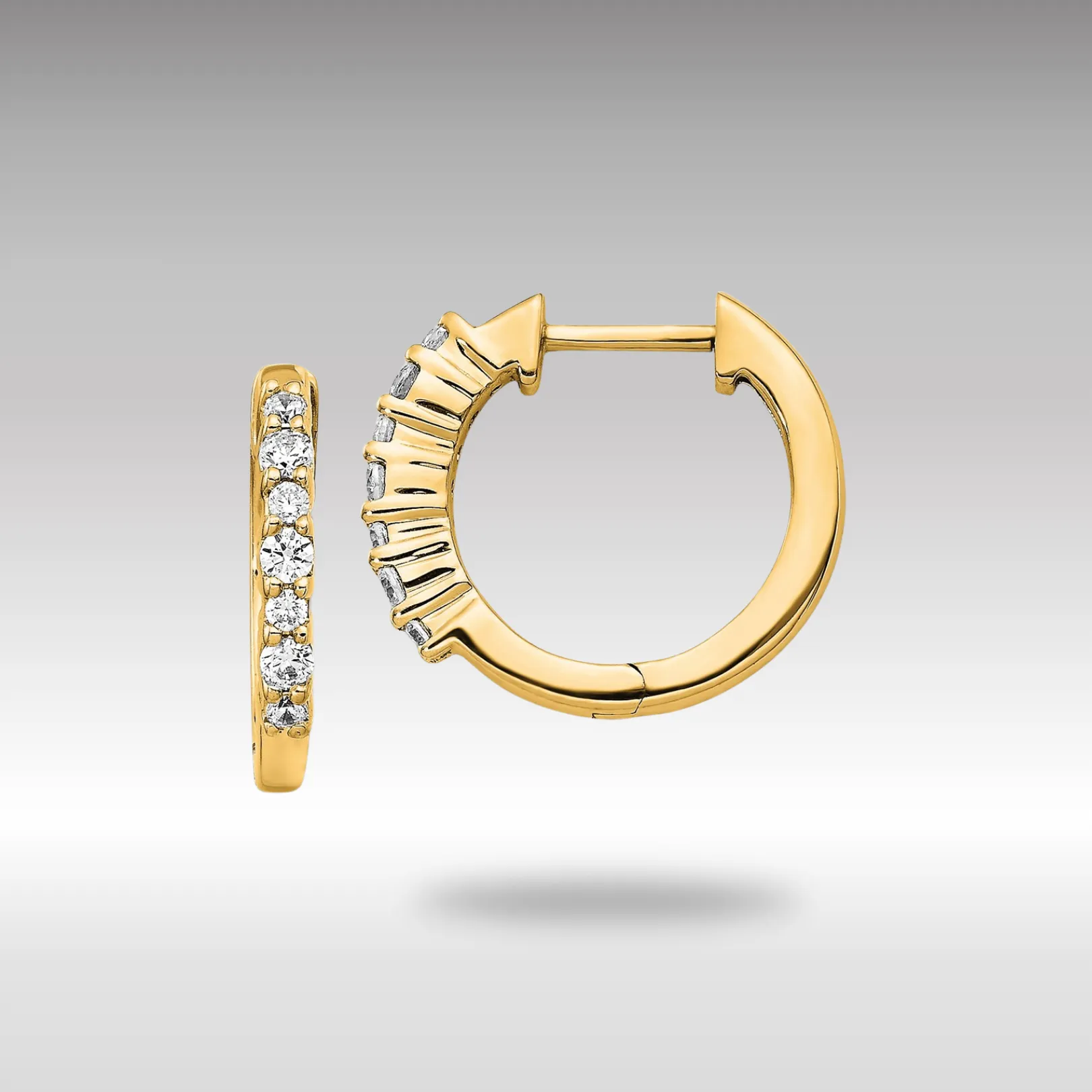 Gold Diamond Hinged Hoop Earrings - Model EM4258-025-YA
