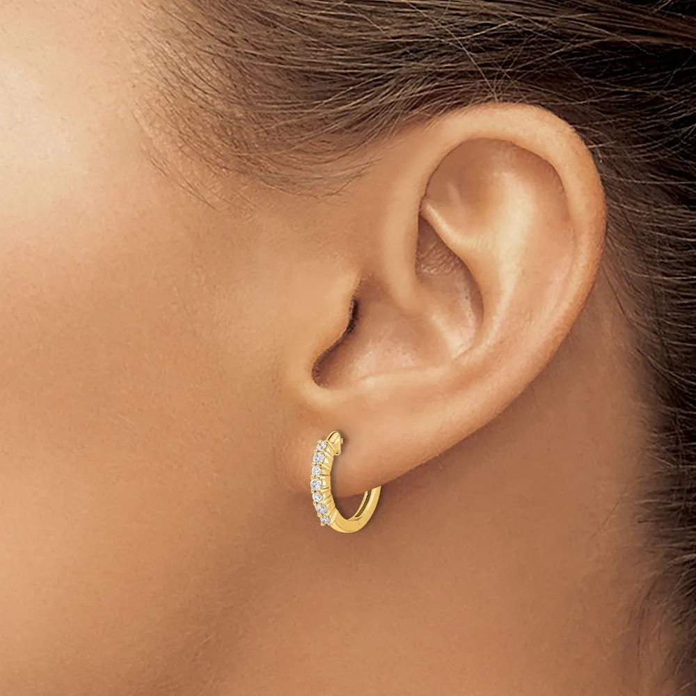 Gold Diamond Hinged Hoop Earrings - Model EM4258-025-YA