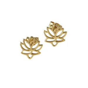 Gold-Dipped Lotus Stud Earrings Flower