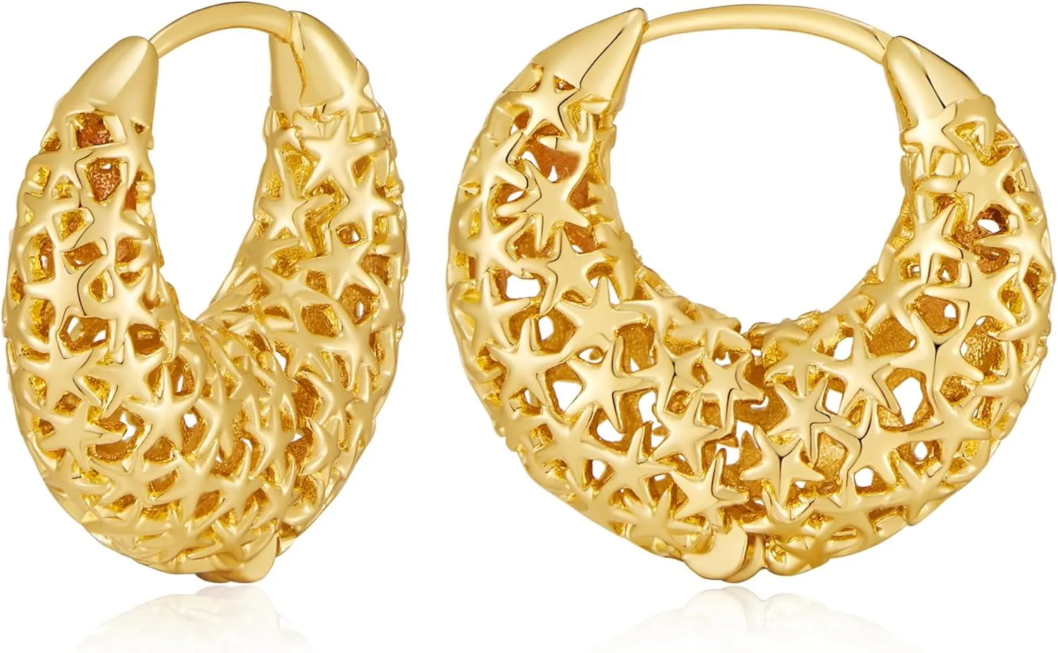 Gold Hoop Earrings for Women Chunky Minimalist Geometric Huggie Hoop Earrings Dainty Thick Y2K Preppy Earrings