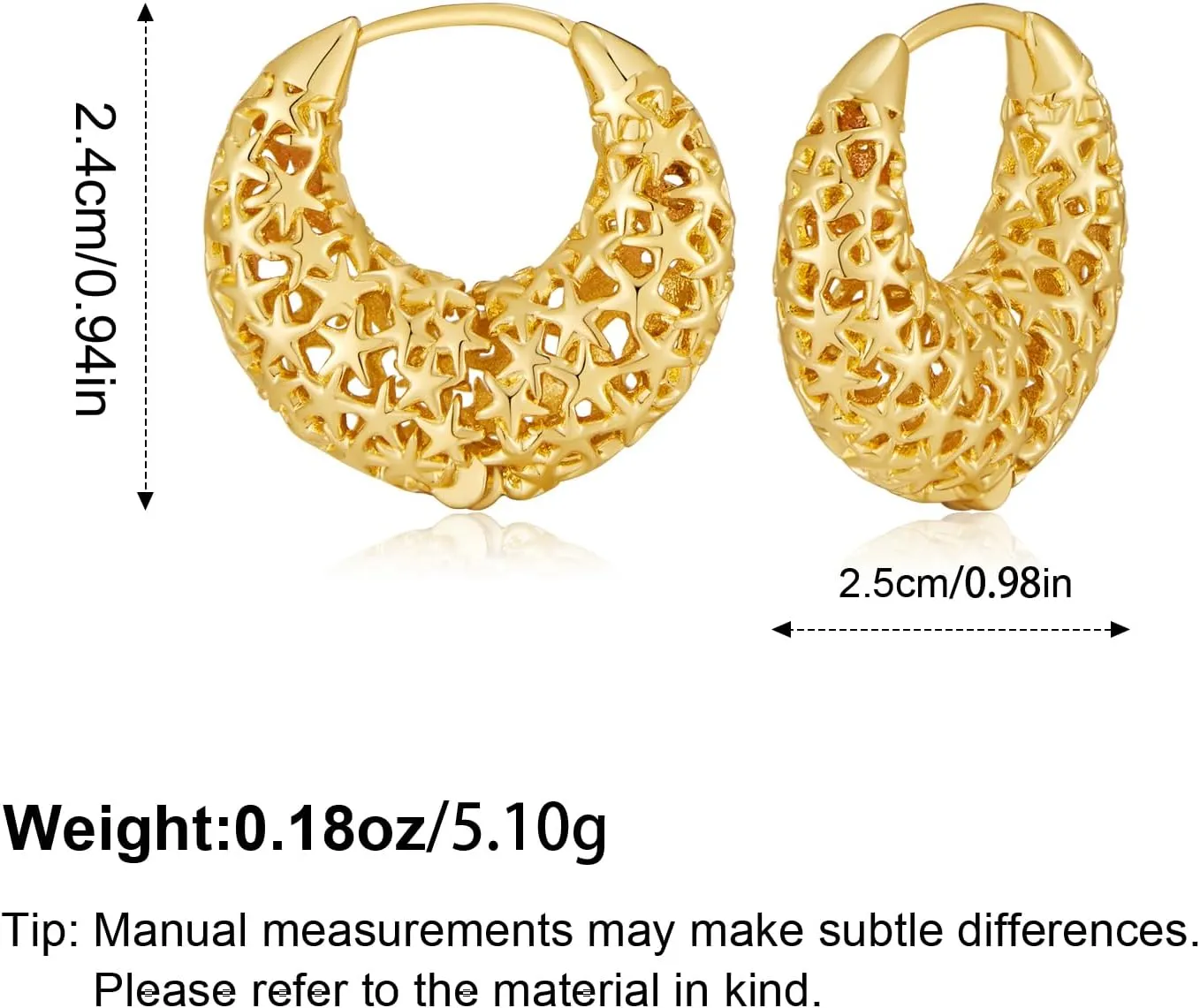 Gold Hoop Earrings for Women Chunky Minimalist Geometric Huggie Hoop Earrings Dainty Thick Y2K Preppy Earrings