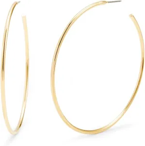 Gold Hooped Earrings for Women - Classic Thin Gold Tone Hoop Earrings - Women's 2 inch Lightweight Gold Plated Hoops - Fashion Statement Earrings - Gift for Her - Gifts for Mom