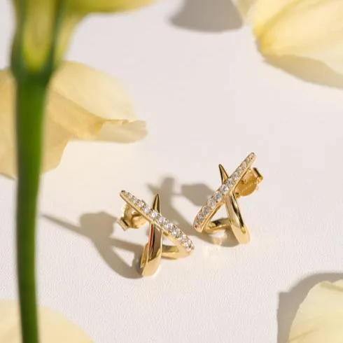 Gold Kiss Polished Pave Studs