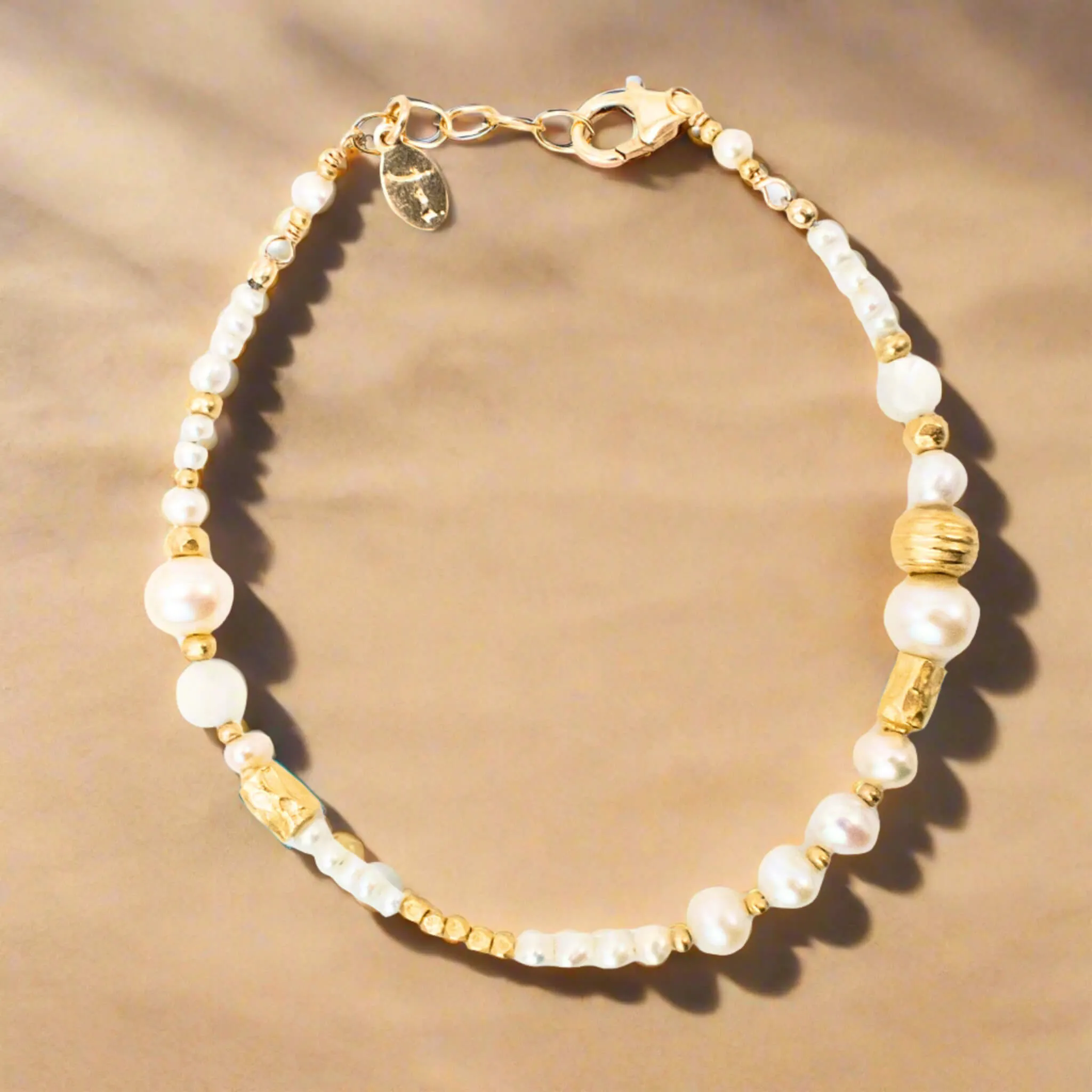 Gold Pearl Bead Bracelet