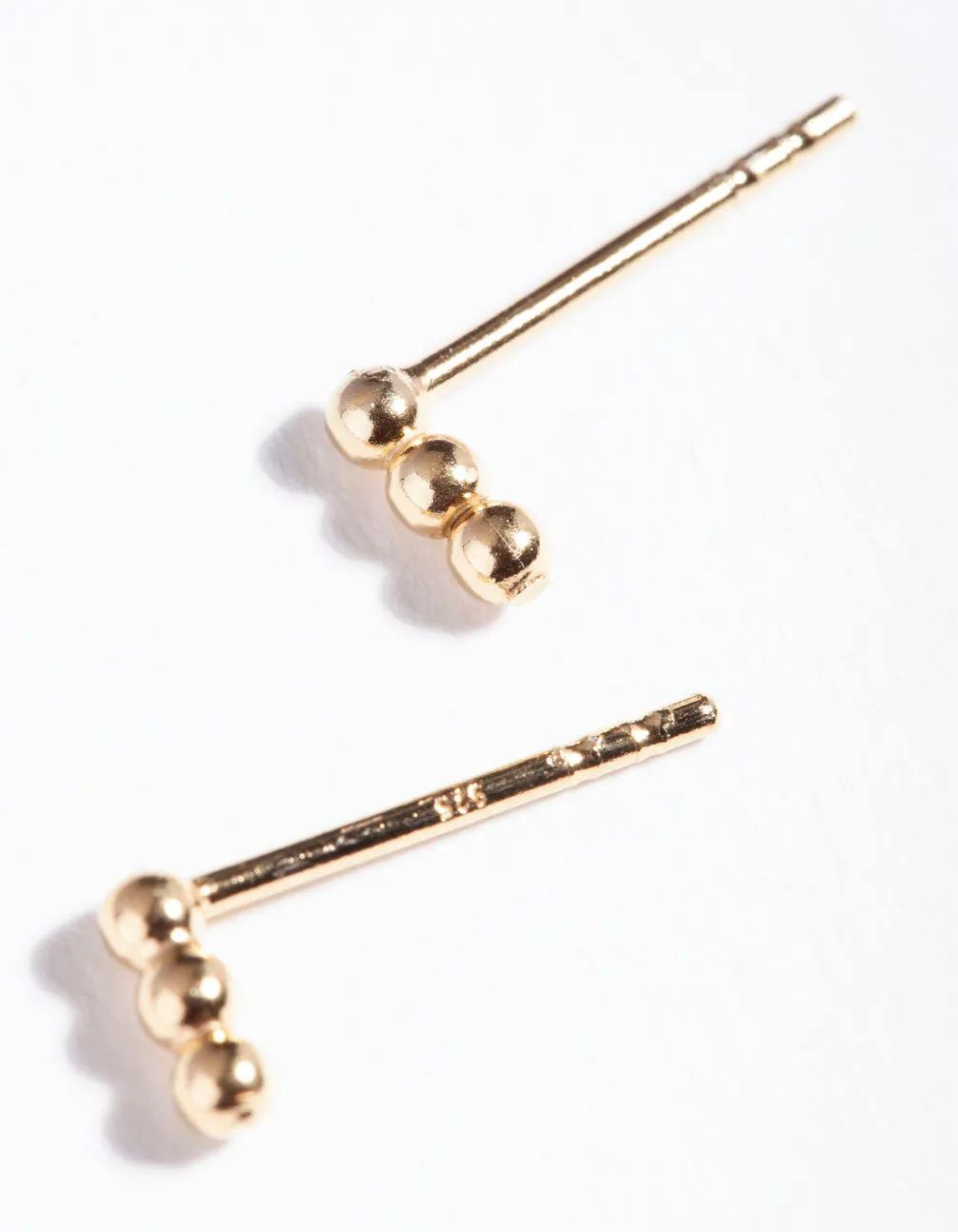 Gold Plated Sterling Silver Triple Ball Stud Earrings