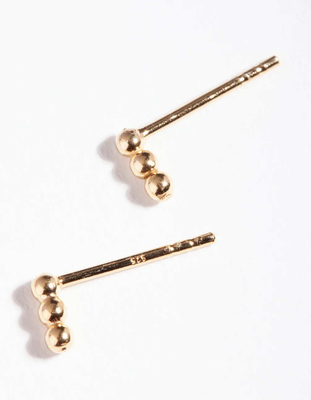 Gold Plated Sterling Silver Triple Ball Stud Earrings