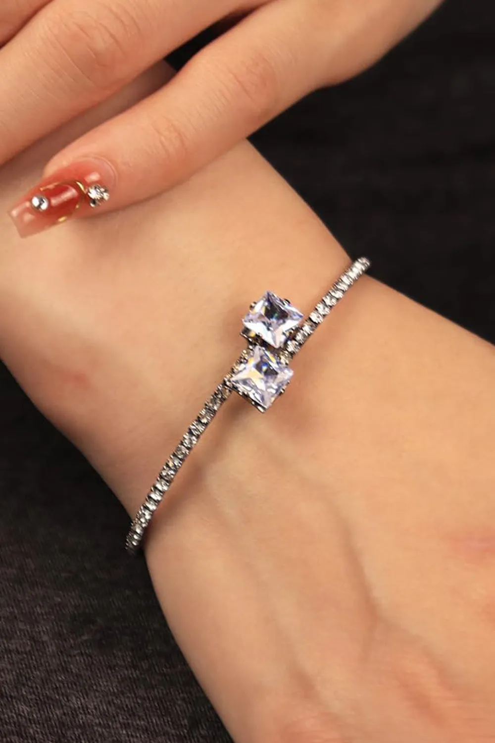 Gold Rhinestone Open Cuff Tennis Bracelets