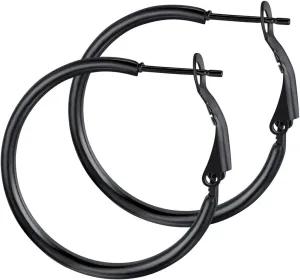 GoldChic Jewelry 1Pair/3 Pairs Classic Medium/Big Round Loop Hoop Earrings, Lightweight Hoop Earrings in Gold/Black/Silver Tone for Women Hypoallergenic Earrings (20/30/40/50/60/70/80/100mm)