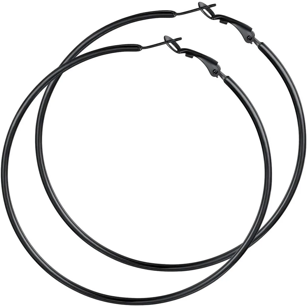 GoldChic Jewelry 1Pair/3 Pairs Classic Medium/Big Round Loop Hoop Earrings, Lightweight Hoop Earrings in Gold/Black/Silver Tone for Women Hypoallergenic Earrings (20/30/40/50/60/70/80/100mm)