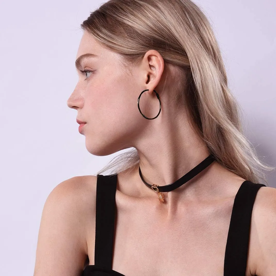 GoldChic Jewelry 1Pair/3 Pairs Classic Medium/Big Round Loop Hoop Earrings, Lightweight Hoop Earrings in Gold/Black/Silver Tone for Women Hypoallergenic Earrings (20/30/40/50/60/70/80/100mm)