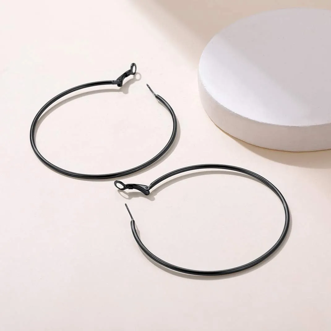 GoldChic Jewelry 1Pair/3 Pairs Classic Medium/Big Round Loop Hoop Earrings, Lightweight Hoop Earrings in Gold/Black/Silver Tone for Women Hypoallergenic Earrings (20/30/40/50/60/70/80/100mm)