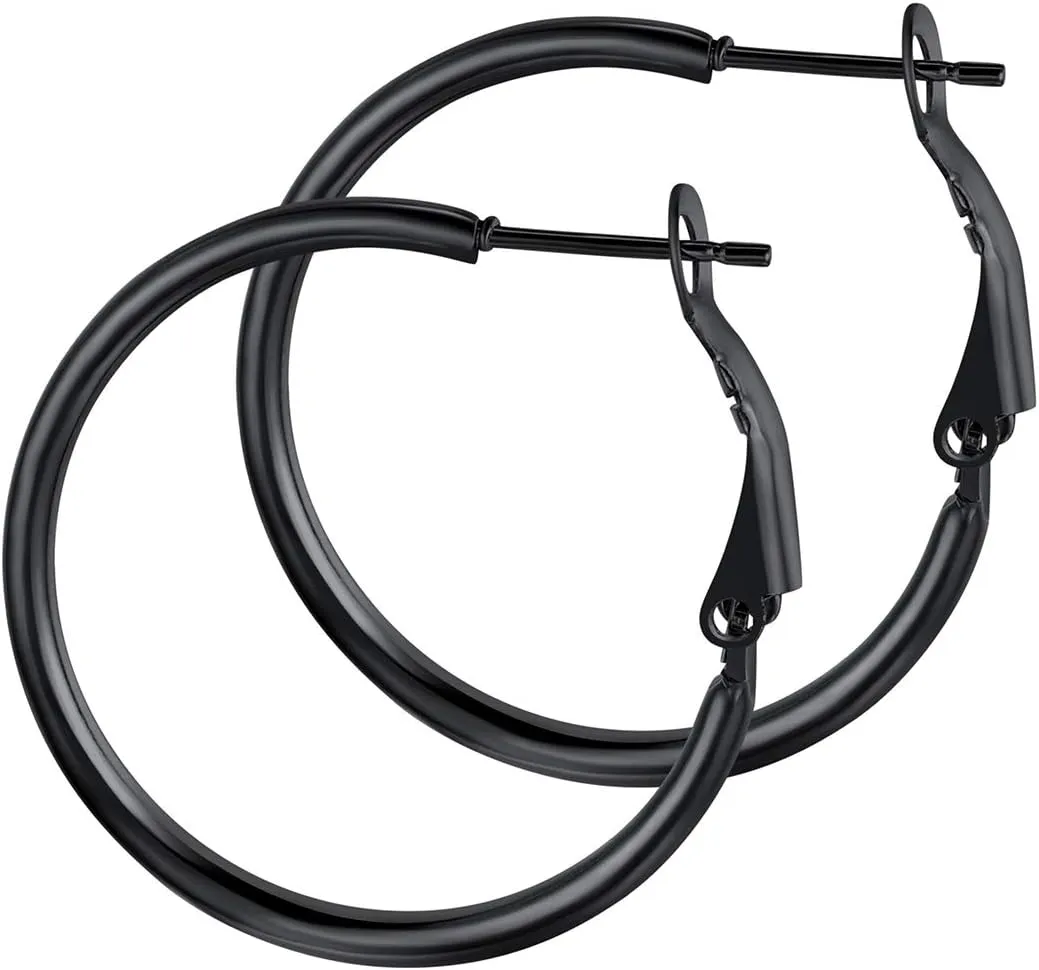 GoldChic Jewelry 1Pair/3 Pairs Classic Medium/Big Round Loop Hoop Earrings, Lightweight Hoop Earrings in Gold/Black/Silver Tone for Women Hypoallergenic Earrings (20/30/40/50/60/70/80/100mm)