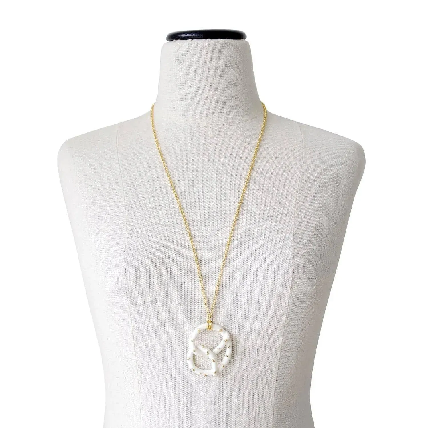 Golden Salted Porcelain Pretzel Pendant Necklace | POPORCELAIN Based in Denmark