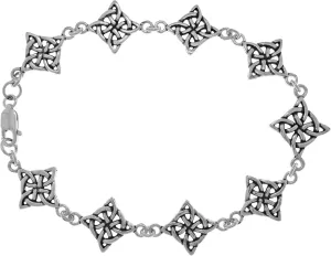 Good Luck Celtic Four Point Quaternary Knot Sterling Silver Bracelet