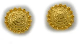 Gorgeous 22k 24k Yellow Gold Plated Jewelry Women Stud Earrings Antique Lanna Sukhothai Lai Thai Classic Style