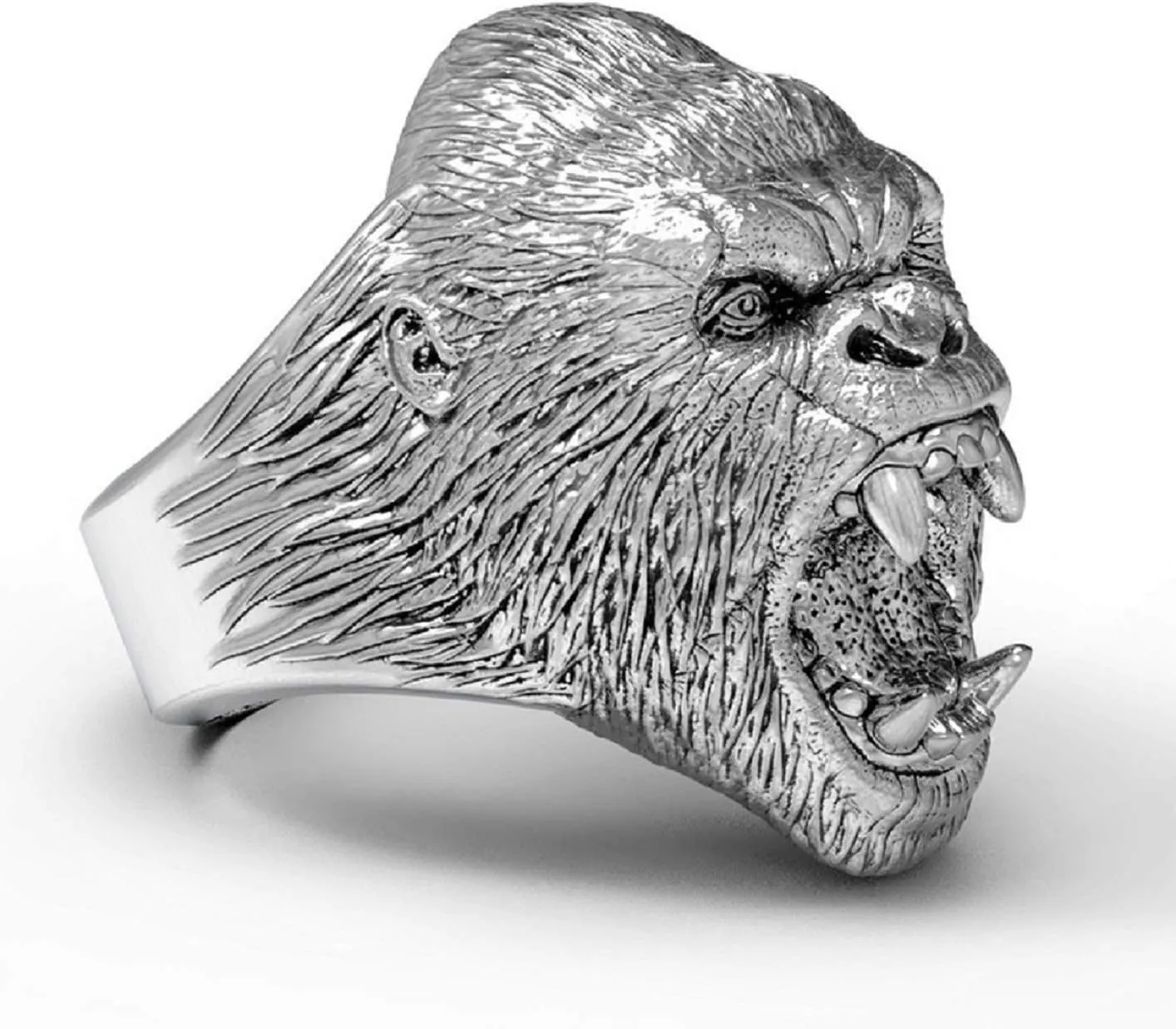 Gorilla Ring for Men, Angry Orangutan Ring Big Monkey Ring, Hip Hop Biker Men's Fashion Domineering Punk Ring, Vint- Animal Ring Jewelry - Men