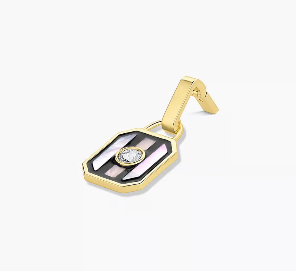 Gorjana Mother of Pearl Stripe Tag Charm